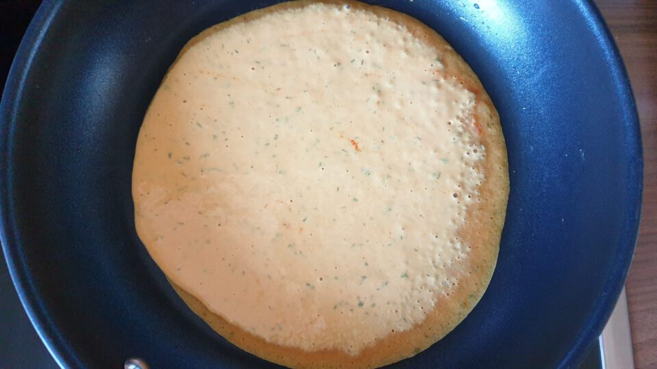 vegane herzhafte crepe torte, crepes backen