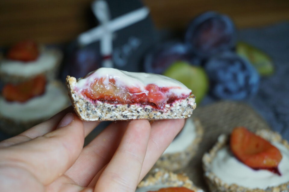 zwetschgen rezept, Querschnitt der Joghurt Zwetschgen Körbchen