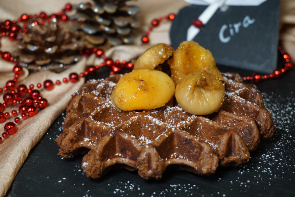 weihnachtliche waffeln vegan fertig angerichtet